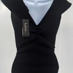 Anthropologie Nicole Miller Strappy Lace up Tie Cutout Ruched Mini Dress Black Small Photo 7