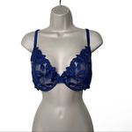 Fleur du Mal Fuller Cup Lily Embroidery Plunge Demi Bra in Starry Blue 36F (38E) Size undefined Photo 1