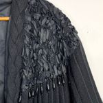 Maurada Vintage 90s Wool Blend Beaded Lace Black Sweater Coat Balloon Sleeves M Size M Photo 3