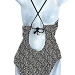 Helen Jon Tie Back One Piece in Sunset Key Black White XL Gold Beads Swimsuit Photo 3