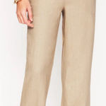 Boden Crop Linen Straight Wide Leg Trouser Tan Oatmeal Size 4 Photo 0