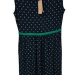 Boden Eleanor Jersey Midi Dress Size‎ US 10 Navy Kelly Green Dot Casual Summer Photo 0