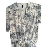 VERO MODA  Womens Dress Size XL White Black Short Sleeve Drop Waist Lined V Neck Photo 2