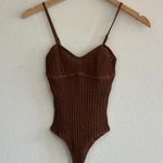 SKIMS  Sheer Knit Cami Bodysuit in Bison, Size X-Small Photo 4