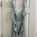 BHLDN Diana Sage green mint gown ruffle slit med Photo 7