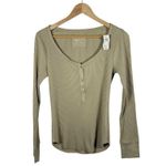 Aerie NWT Women’s Essential Henley Layering Top in Beige Size L Photo 1