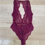 Lulus  - Open Back Sheer Lace Bodysuit in Red Photo 3