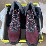Very Volatile  size 7 Tonkin burgundy suede leather Sherpa fur lined boots NIB Photo 2