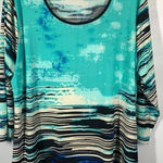 Investments  Womens Abstract Scoop Neck Long Sleeve Tunic Top Multicolor Size 2X Photo 0