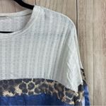 Vine & Love  Blue Tie-Dye Sweatshirt with Leopard Detail Photo 1