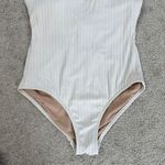 Kona Sol  Women’s Wide Ribbed Ring Medium Coverage One Piece Swimsuit in Cream M Photo 0