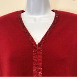 Oscar de la Renta cashmere sequin trim red cardigan sweater size S Photo 6
