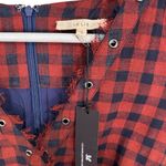 Le lis  Plaid Dark Orange Navy Blue Fit & Flare Western Dress Size Small NWT Photo 6