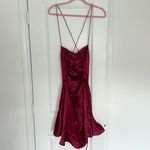 Sherri Hill  Size 2 Red Silk A-Line Spaghetti Strap & Tie Back Formal Mini Dress Photo 2