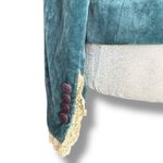 Juicy Couture Vintage Y2K  Velvet Blazer Teal Blue Lace Trim Jacket Romantic 4 Photo 1