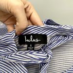 Lulus Adrift Navy Blue and White Striped Back Tie Beach Nautical Tank Top S Photo 6