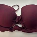 Shade & Shore Light Lift Bikini Top 38DD Berry Ribbed Knot Front Swim New Photo 0