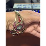 Strada rhinestone covered frog watch bracelet artsy quirky statement piece Photo 6