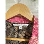 Trina Turk  women's silk button‎ down brown pink blouse size Petite Photo 1