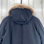 Gallery Vintage 80s  Coat Womens Medium Black Rayon Blend Raccoon Fur Trim‎ Hood Photo 7