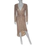 Mac Duggal Ieena Sequined High Low Front Twist Midi Dress 26549 Rose Gold Sz 4 Photo 1