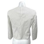 ZARA Cream White Striped Long Sleeve Gold Button Down Crop Blazer Coat Jacket S Photo 3