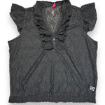 Pure Energy Womens Blouse Top Shirt Sheer Lace Ruffled Pullover Black Size 4 Photo 0