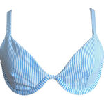 ONIA New  Wired Bikini Top Blue Seersucker Striped Size Medium Photo 0