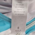 White Geometric Padded Racerback Zip Sports Bra Bikini Bralette Swim Top S Small Photo 5