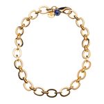 Jane Win Chunky Link Chain 14k Gold Plated with Lapis Blue Bead Photo 0