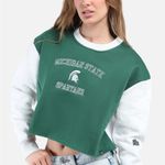 Hype and Vice NWT Michigan State Rookie Sweater Pullover Raglan Fleece Cropped Green Size XS Photo 1