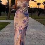 ZARA  maxi dress satin bodycon open back cowl neck tie dye summer evening  Photo 0