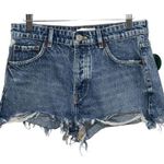 ZARA  Blue Denim Medium Wash Distressed Frayed Cut Off Jean Shorts Womens Size 4 Photo 0