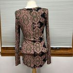 William Rast Adeline Black Pink Green Velvet Henley Strap Long Sleeve Top Photo 6