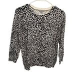 Joseph A Cardigan Sweater Cream Black Animal Print Photo 0
