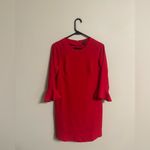 Ann Taylor  Factory Red Dress Size 6P Petite Bell Fluted Sleeves New Photo 1