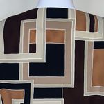 Kathy Che Vintage Polyester Earthtone Geometric Print Blouse Size 12 Photo 5