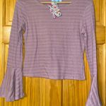 She & Sky  Smocked Ribbed Bell Sleeve Crop Photo 0