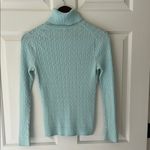Talbots Mint Green Fitted Cable Knit Turtleneck Sweater from Photo 5
