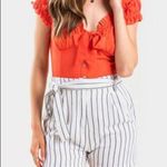 ✨ Gene Tie Front Stripe Shorts✨ White Size L Photo 2