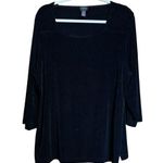 Chico's  Travelers Top Womens XL Black Slinky Stretch Square Neck Blouse Photo 0