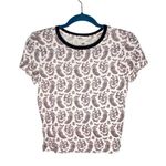 American Eagle Purple Paisley Short Sleeve Moderately Cropped Baby Tee Shirt Photo 0