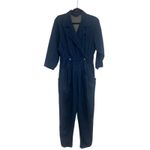 Women’s Vintage 80s Mizz Lizz Snap Button Dark Denim Long sleeve Jumpsuit 11/12 Blue Photo 2