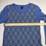 J.Crew  Womens Embroidered Floral Top 3/4 Sleeve T‎ Shirt Crew Neck Blue XS Photo 2