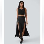 Halara NWT  Black Maxi buckle Skirt- Side Slits. Stretchy size M. Original bag Photo 5