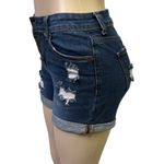 Enjean Button Fly 10 Inch Rise Distressed Cuffed Stretch Blue Jean Shorts M Size M Photo 1