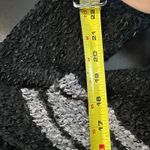 Venus Open Front Cardigan Sweater S Black Gray Stripe Fuzzy Trim Knit Photo 9