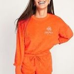 Old Navy  Orange Loose Cropped Long-Sleeve Performance Slub-Knit Terry Sweatshirt Photo 0