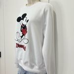 Disney  Mickey Mouse Classic Sweatshirt Disneyland Crew Neck White Medium Retro Photo 3