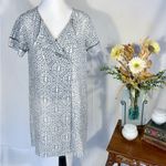 Lilla P Woven Hand Printed Gauze Floral Shift Dress Adjustable Neckline Sz S 🧡 Blue Photo 11
